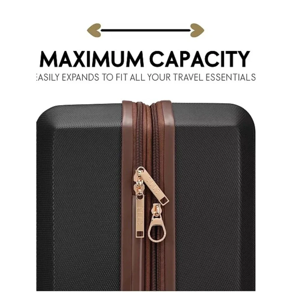 Elle Luxe Journey 1 Piece Expandable Retro Spinner Rolling carry on Luggage